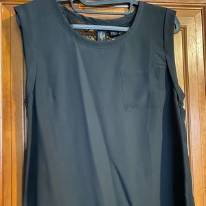 NWOT Black short cap sleeve, lace insert down the back, size medium